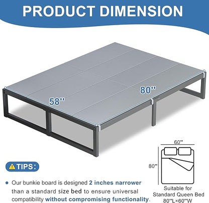 Lutown-Teen Bunkie Board Queen High-Density Polymer Bed Support Bunkie Board Queen Size Anti-Sag, Breathable, Moisture Resistant, Noise Minimizing, Gray