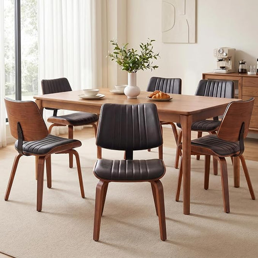 Armless Dining Chairs Set of 6, Walnut Black | Set of 6 premium armless chairs with ergonomic support and luxurious padding. Ideal for upscale dining rooms and entertaining