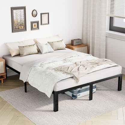 DUMOS Queen Size 12" Bed Frame - Metal Platform Bed Frame Mattress Foundation with Steel Slat Support, No Box Spring Needed, Storage Space Under Base, Easy Assembly, Black