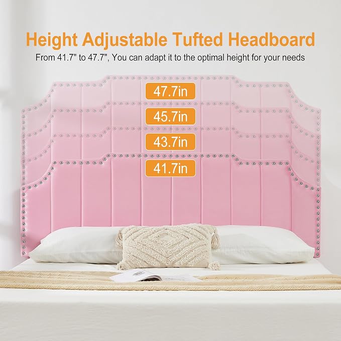 VECELO Queen Velvet Upholstered Platform Bed Frame with 4 Rollers Storage Drawers,Queen Size Bed with Tufted Height Adjustable Headboard,Wooden Slats/No Box Spring Needed/Easy Assembly