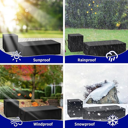 Saking 42" Rectangular Fire Pit Tables 2-Piece 50,000 BTU Outdoor Propane Gas Fire Pit Cover Rectangular, 42in &16.5in, Waterproof & UV-Resistant, Patio Set Cover, Black