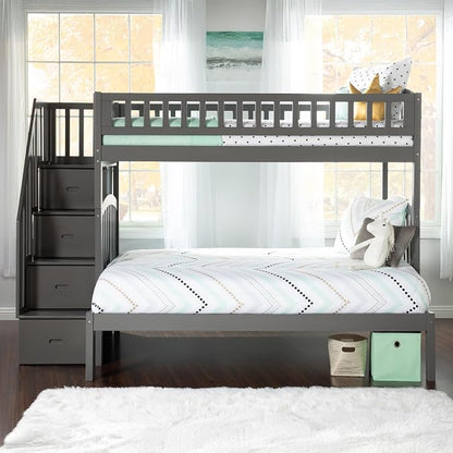 AFI, Westbrook Staircase Bunk Bed Twin Over Full, Grey