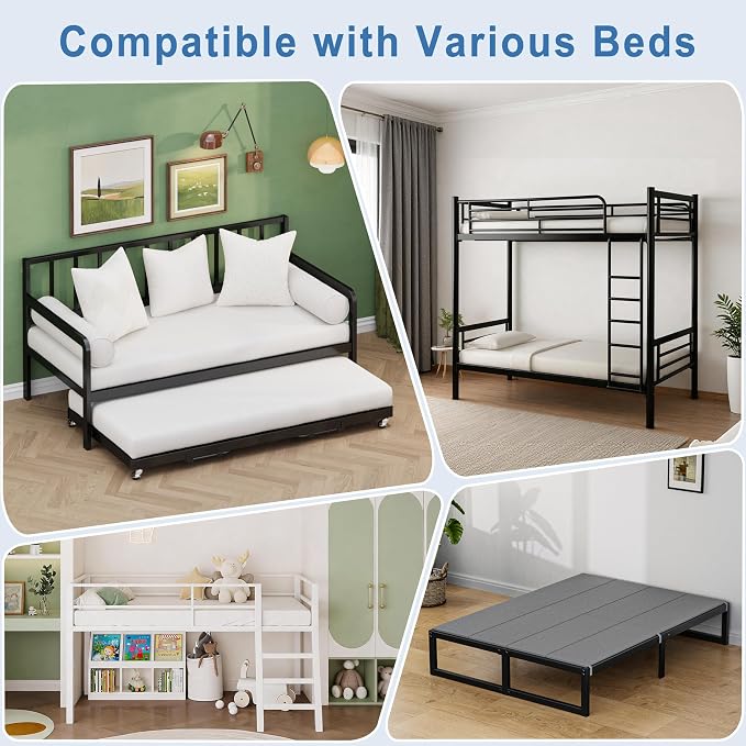 Lutown-Teen Bunkie Board Twin 2 Pack Under Mattress High-Density Polymer Twin Bunkie Board Anti-Sag, Breathable, Moisture Resistant, Noise Minimizing, Gray