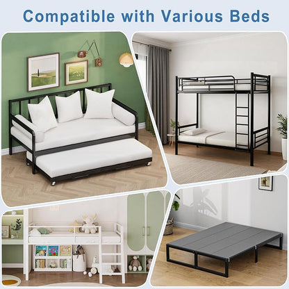 Lutown-Teen Bunkie Board Twin 2 Pack Under Mattress High-Density Polymer Twin Bunkie Board Anti-Sag, Breathable, Moisture Resistant, Noise Minimizing, Gray