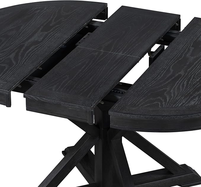 LUMISOL 42"-54" Extendable Round Dining Table for 4-6, Farmhouse Round to Oval Kitchen Table with 12" Removable Leaf and Pedestal Base, Wood Dinner Tables for Dining Room, Living Room, Espresso