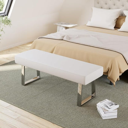 JIEXI Bedroom Bench, Bed end upholstered Bench, Indoor Corner Small Footstool with Metal Legs, for Kitchen entryway Dining Room and Living Room Window