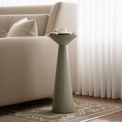 COZAYH Farmhouse Tall Pedestal End Table Small Solid Wood Martini Table Plant Stand Modern Round Drink Table for Small Space Living Room, Sage Green