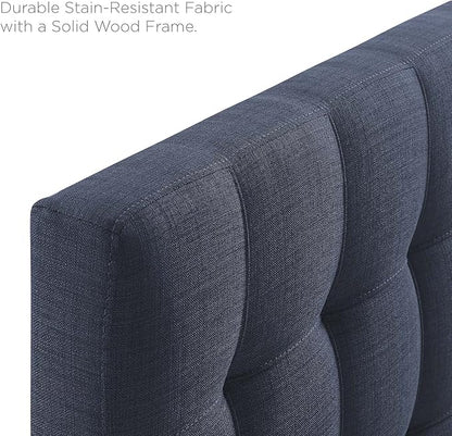 Modway Lily Tufted Linen Fabric Upholstered King Headboard in Navy