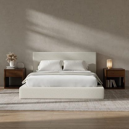 RECCI AirFrame Queen Bed Frame with Headboard, Cloud Upholstered Platform Bed Frame, 5 Inch Foam Cushioned, No Box Spring, Easy Assembly(Cream Boucle)