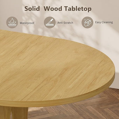 Einhomn 43-59" Extendable Round Dining Table, Kitchen Table for 4-8, Farmhouse Circle Dining Room Table with Removable Leaves,Hidden Storage, Space Saving Wood Kitchen & Dining Room Furniture, Oak