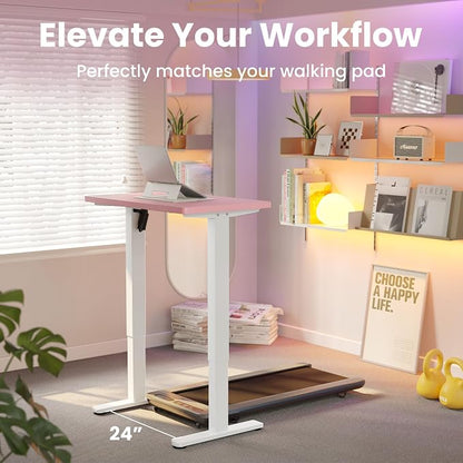 HUANUO Electric Standing Desk,48" x 24" Height Adjustable Desk, 4 Memory Height Settings, Sit to Stand Up Desk for Home Office, with Headphone Hook, Cable Manager, Pink