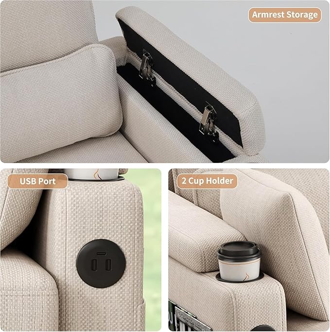 81" L-Shaped Sectional Sofa with Storage, Reversible Sleeper Sofa Couch with Chaise, Soft Fabric Upholstered Modular Couch with Cup Holder & Side Pockets, 1000lbs Capacity for Living Room