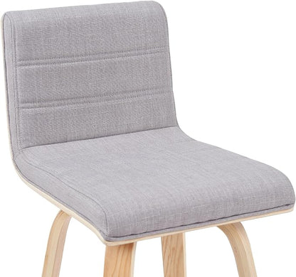 Vienna Modern Counter Height Swivel Bar Stool with Grey Upholstered Seat and Patterned Oak Wood Frame Set of 3