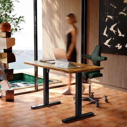 HUANUO Electric Standing Desk,48" x 24" Height Adjustable Desk, 4 Memory Height Settings, Sit to Stand Up Desk for Home Office, with Headphone Hook, Cable Manager, Vintage Brown