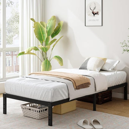 Cieemine 10 Inch Twin Bed Frames, Platform Metal Bed Frame Twin Size Heavy Duty Steel Slat Mattress Foundation, No Box Spring Needed, Easy Assembly, Noise-Free, Black