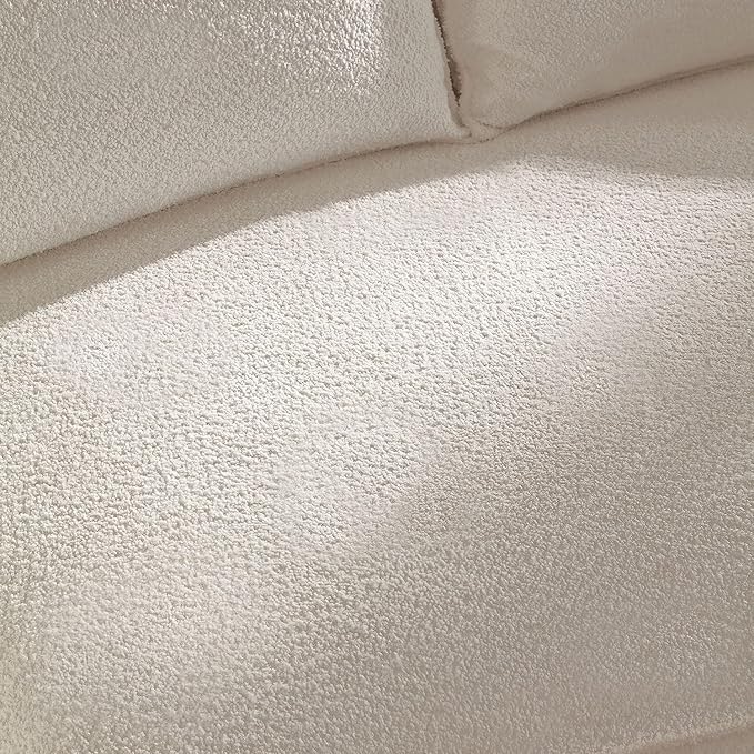 KEIKI 129" Luxury Curved Boucle Sectional Sofa with Left Chaise, Upholstered Modern Style Oversized 5-Seater Couch with Thickened Seat Cushions, Easy Assembly, for Apartment, Living Room, White