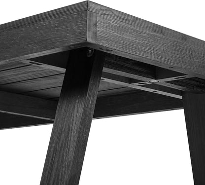 Plank+Beam 48 Inch Farmhouse Dining Table, Rustic Solid Wood Kitchen Table, Dinner Table for Dining Room, Home Office Furniture, Black Wirebrush