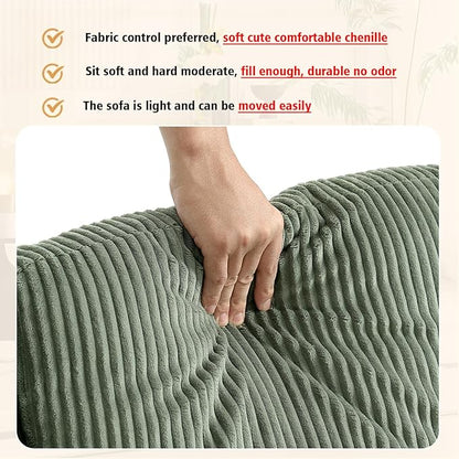 67'' L-Shaped Velvet Modular Sectional Couch Sofa with Ottoman, 3-Seat Convertible Cloud Deep Seat Sofa Couches for Living Room Bedroom Apartment, Cozy Chaise Lounge Sofas (Olive Green)