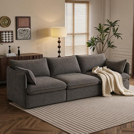 Cloud Modular Sofa, Oversized Deep Seat Comfort, Luxe Chenille | Fully Removable Washable Covers, Memory Foam Seat Cushions, Premium Fabric