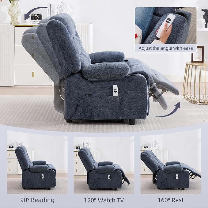 52Inch Reclining Loveseat Sofa,Power Loveseat Recliner,Electric Love seat Recliner Sofa for Bedroom,Living Room with Charging Ports,Blue