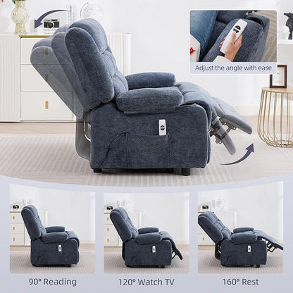52Inch Reclining Loveseat Sofa,Power Loveseat Recliner,Electric Love seat Recliner Sofa for Bedroom,Living Room with Charging Ports,Blue