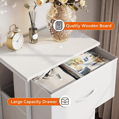 AODK Dresser for Bedroom Nightstand Small Chest of Drawers End Table for Living Room, Closet Dresser with 3 Storage Drawers Organizer Clothes, White