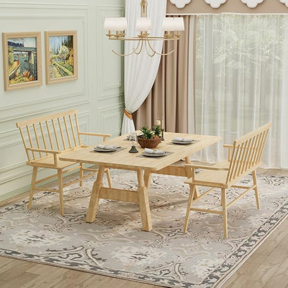 APRTAT Bamboo Entryway Bench, Dining Bench with Spindle Back (Natural) | Natural Bamboo & H-Shaped Support, Spindle Back, Ideal for entryways, bedrooms, outdoor settings, Easy Assembly & Clean