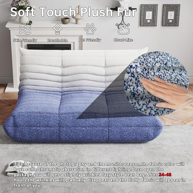 WHGBJA Bean Bag Chairs for Adults with Memory Foam Couch, Loveseat Sofa Chair for Bedroom, Living Room, Reading, Gaming Floor Sofa Couch, Boneless, Comfy