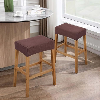 YISUN Stool Covers Rectangle - 2 Pack Stretch Waterproof Saddle Seat Cover Counter Bar Stools Bar Chairs Covers Kitchen Island Chairs Cushion Protector (2, Coffee)