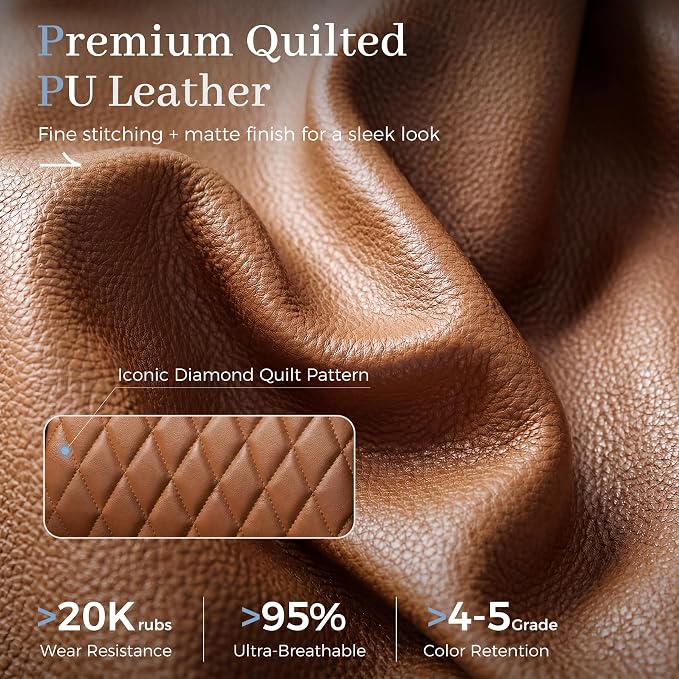 GTPOFFICE Executive Office Chair with Comfortable Lumbar Support, Ergonomic Gaming Chair with Flip-up Armrests & Zoned Pressure-Relief Cushion, Comfy PU Leather Desk Chair, Brown