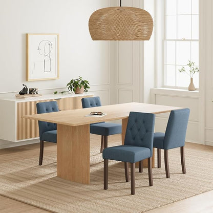 Upholstered Dining Chairs Set of 4 - Modern Parsons Kitchen & Dining Room Chair with Diamond Tufted Back, Solid Wooden Legs for Apartment, Café, Vanity
