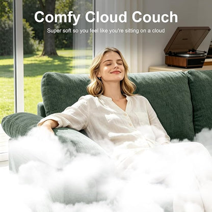 Oversized L Shaped Sectional Couch for Living Room, Extra Large Deep Seat Modular Sectional Sofa with Washable Covers, Modern Cloud Couch for Apartment, Bedroom (Green, U Shape 6 Seat)
