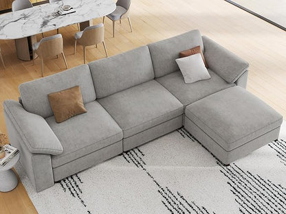 EASE MOOSE Oversized L Shape Sectional Modular Sofa,Wide Deep seat Sectional Sofa,Comfortable Grey Cloud Modular Sofa