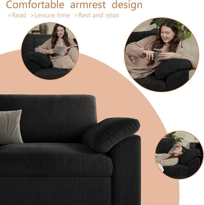 EASE MOOSE Sectional Modular Sofa, Fashion Comfty 3 Seat Cloud Modular Sofa, Modern Deep Seat Sectional Sofa,Black