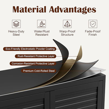 SteeLoong Kitchen Pantry Cabinet,90" Metal Storage Cabinet with Doors and 5 Adjustable Shelves,Black Tall Locker Organizer Steel Garage Cabinets for Tool,File Cabinet for Office,Kitchen,Garage,School