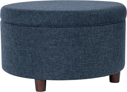 HomePop 28" Round Storage Ottoman - Textured Navy