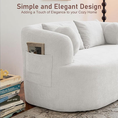 Loveseat Sofa for Small Space, 67.3" Boneless Love Seat Sofa with Side Pocket & 4 Pillows, Foam and Spring Filling, Soft Chenille for Living Room, Apartment, Bedroom, No Assembly