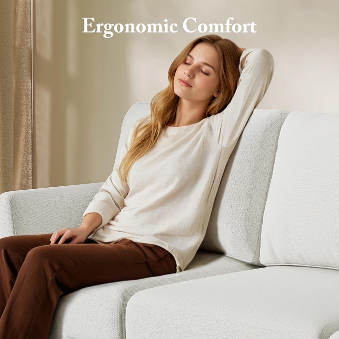 Busaurus 3 Seater Sofa Couch with Deep Seats, 89" Mid Century Modern Upholstered Sofa, Comfy Sofas with Armrests, Couches for Living Room, Bedroom, Apartment and Office (Beige)