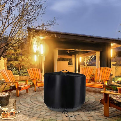 Round Fire Pit Cover 32 Inch,Waterproof Outdoor Circle Firepit Covers,Patio Round Fire Pit Table Cover - 32"D x 24"H