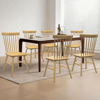 AreShark Windsor Dining Chairs, Farmhouse Wooden Dining Room Chairs, Solid Wood Kitchen Chairs with Spindle Back Set of 4, Natural Wood