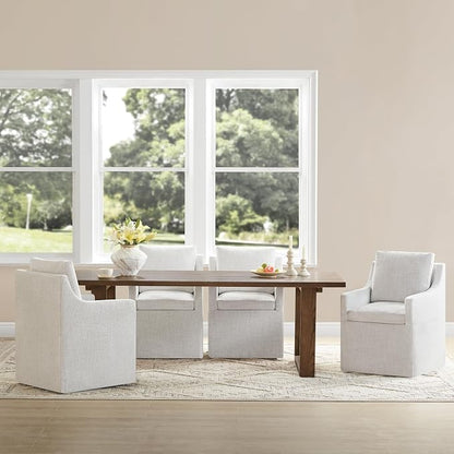 KISLOT Upholstered Dining Chairs Set of 2, Washable Cover Modren Deskchair with 4 Casters & Hidden Storage for Dining Room, Living Room, Home Office, Linen, 2 Box