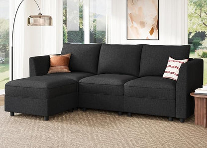HONBAY Modular Sectional Sofa with Storage L Shaped Sectional Sofa, Convertible Couches for Living Room - Linen Grey