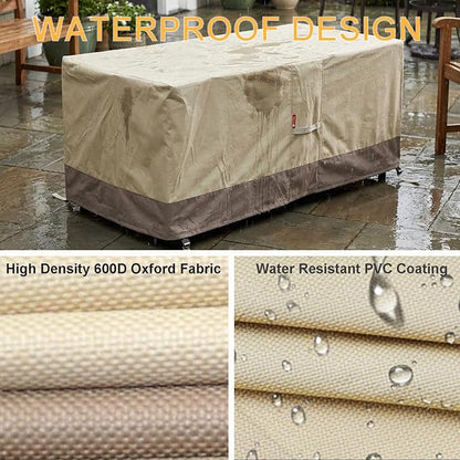 SheeChung Fire Pit Cover Rectangular 48" Lx28 Wx25 H,Waterproof 600D Fabric | PVC Inner Coating,Heavy Duty Outdoor Fire Pit Cover,Tear & Fade Resistant,Fits 44"-48"Fire Pit Table,Adjustable Draw-string