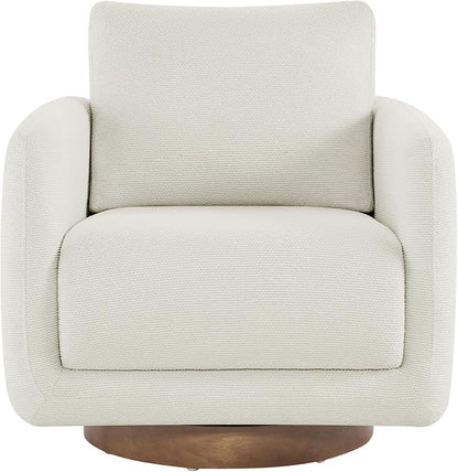 Modern Swivel Accent Chair, 360° Rotating Round Barrel Armchair with Performance Fabric Upholstery for Living Room, Bedroom, Office, Reading Nook, Single,Cream