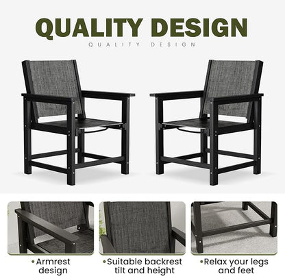 Amopatio Patio Dining Chairs HDPE Plastic Outdoor Chair with Wide Seat All Weather UV Resistant Heavy Duty Resin Patio Chairs for Poolside Garden Porch Backyard Balcony & Deck(1PCS)