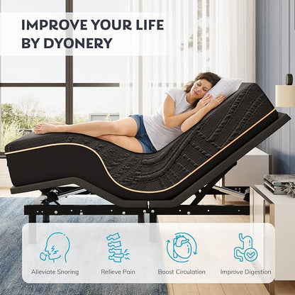 Dyonery Twin XL Adjustable Bed Base Frame with 14 Inch Cooling Copper Memory Foam Mattress, Wireless Remote & Head and Foot Incline, Zero Gravity, CertiPUR-US Certified & Fiberglass Free, 80" × 38"