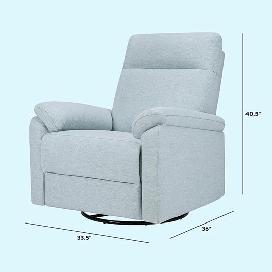 Davinci Suzy Swivel Recliner in Heathered Blue, GREENGUARD Gold & CertiPUR-US® Certified