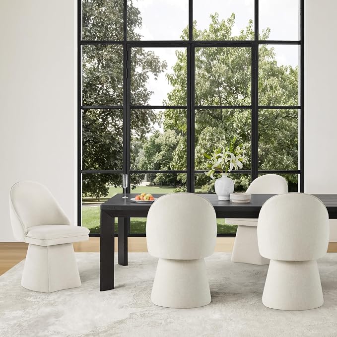 KISLOT Swivel Dining Chairs Modern Desk Chair Upholstered Linen Fabric Side Chair for Kitchen Dining Room Bedroom,Linen,4 Box