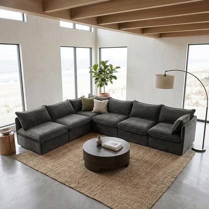 Cloud Modular Corner Sectional, Oversized Deep Seat Comfort, Luxe Chenille | Fully Removable Washable Covers, Memory Foam Seat Cushions, Premium Fabric