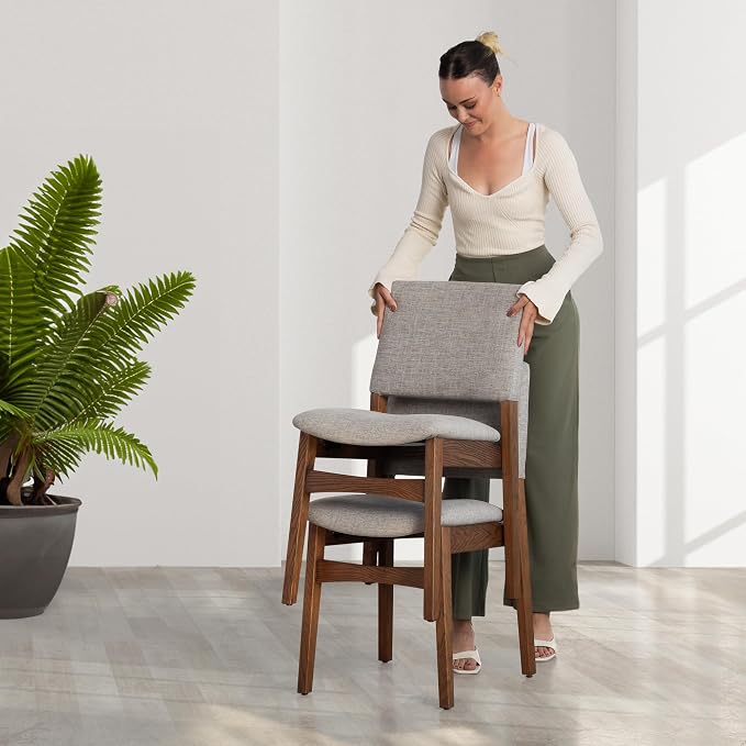 Transformer Table - Solid Wood Extendable Dining Table with 4 Stackable Chairs, Seats 2-12, Expandable Table, Space-Saving Furniture, Dark Walnut, Brown Finish (Table + 4 Chairs)